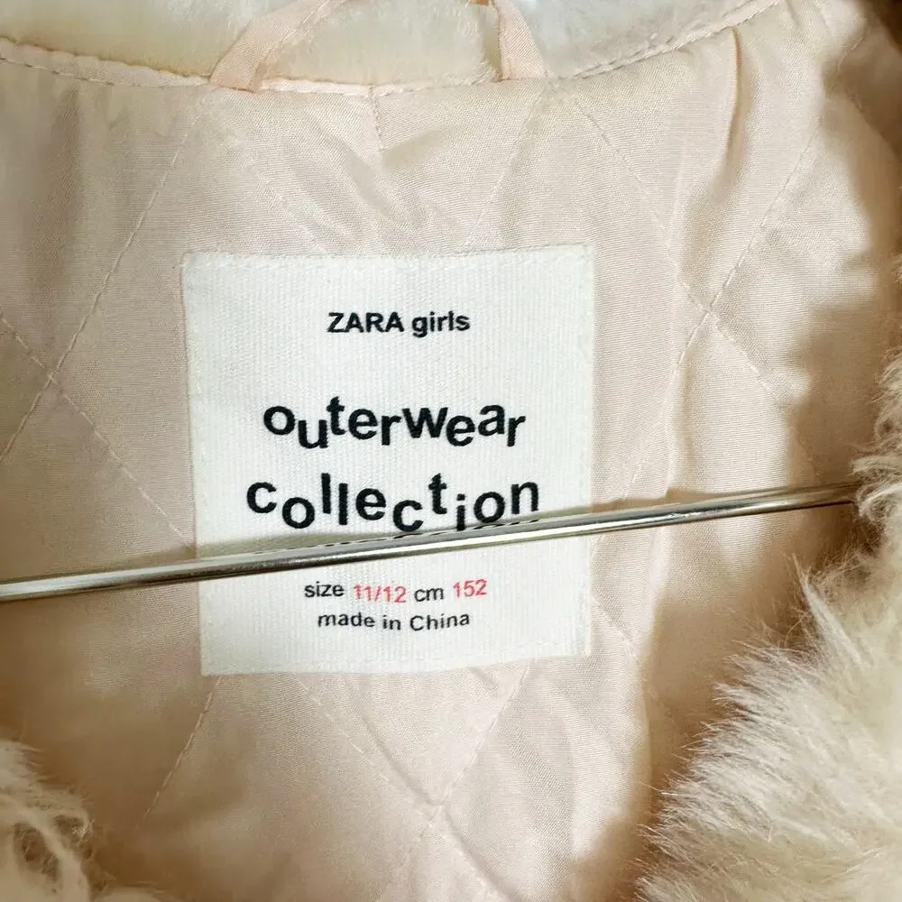 Zara Girls Outerwear Faux Fur Vest Pink Fuzzy Snap Closure Size 11 / 12 152 cm - Picture 3 of 5